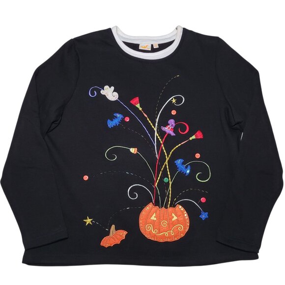Vintage Y2K Halloween Sweater Pumpkin Black Orange Large Whimsigoth Spooky - Picture 11 of 11